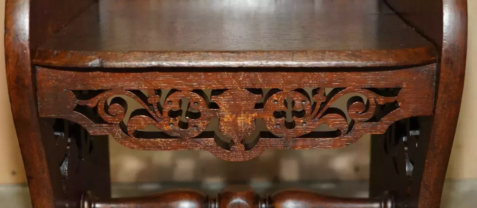 photo furniture Pair Of Antique Victorian English Hand Carved Hall Chairs With Rotating Handles