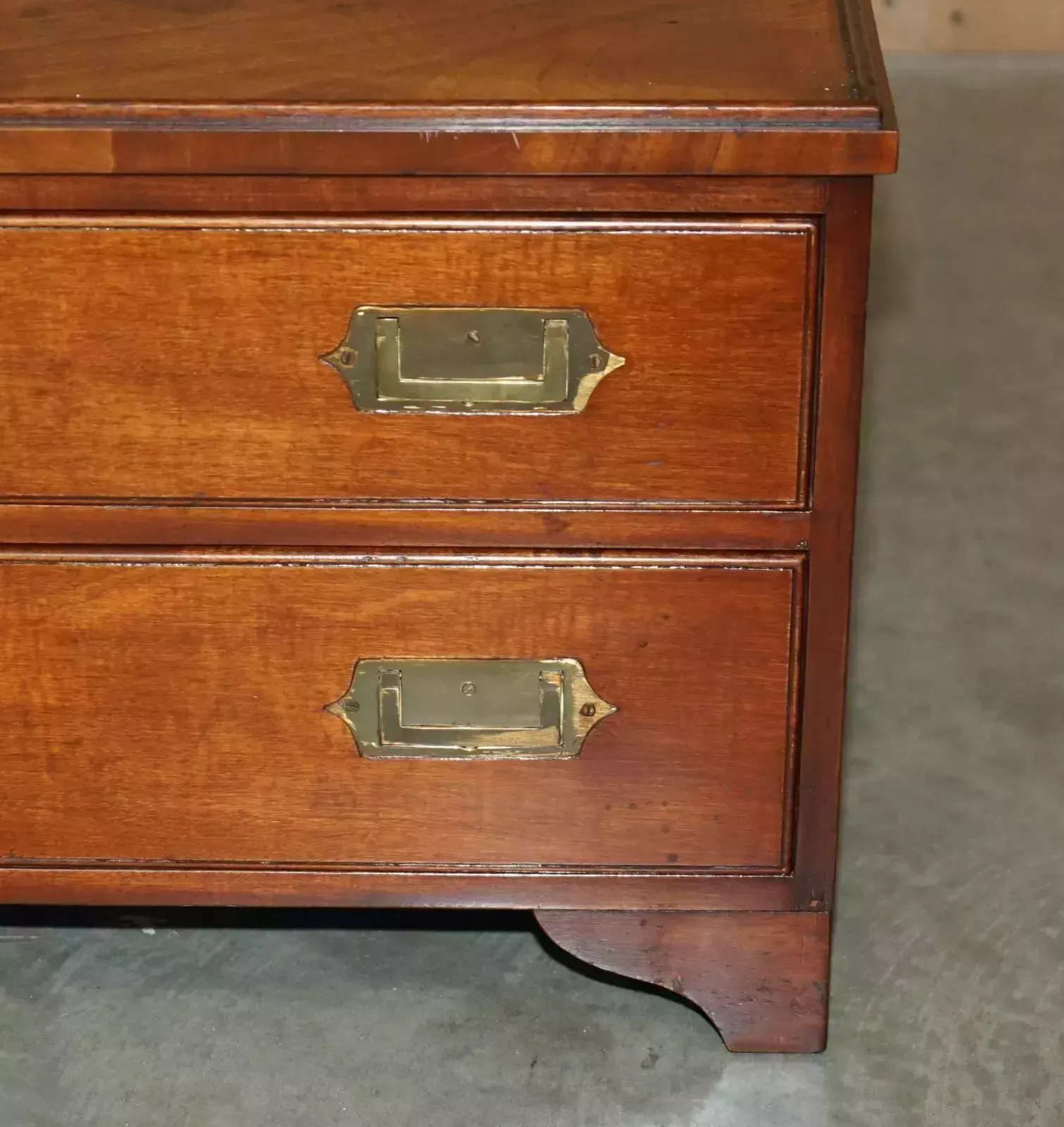 Antique Victorian 1880 Flamed Mahogany Military Campaign Coffee Table Drawers photo 2350.0