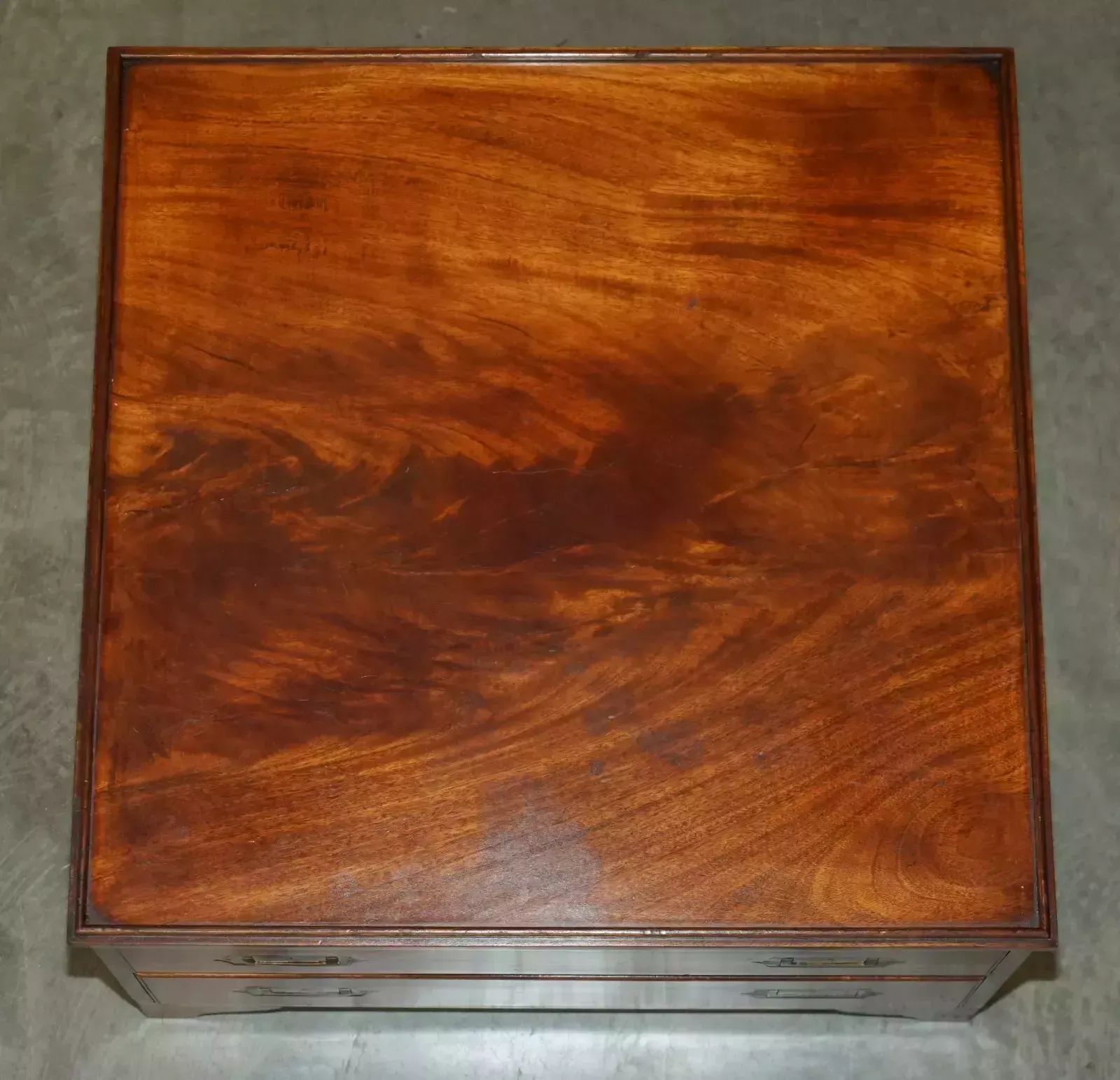 Furniture Antique Victorian 1880 Flamed Mahogany Military Campaign Coffee Table Drawers photo