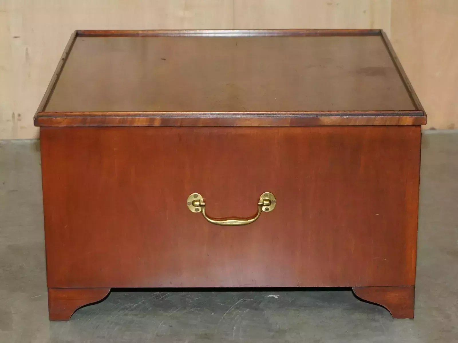 2350.0 Antique Victorian 1880 Flamed Mahogany Military Campaign Coffee Table Drawers photo
