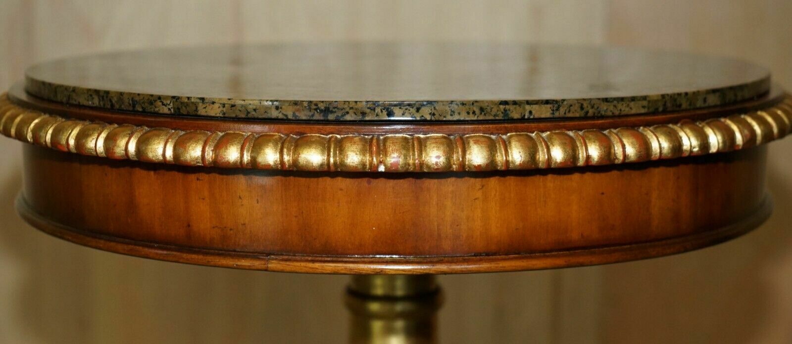 Sublime Pair Of Vintage Marble Topped Side End Tables Solid Brass Lions Paw Feet photo vintage