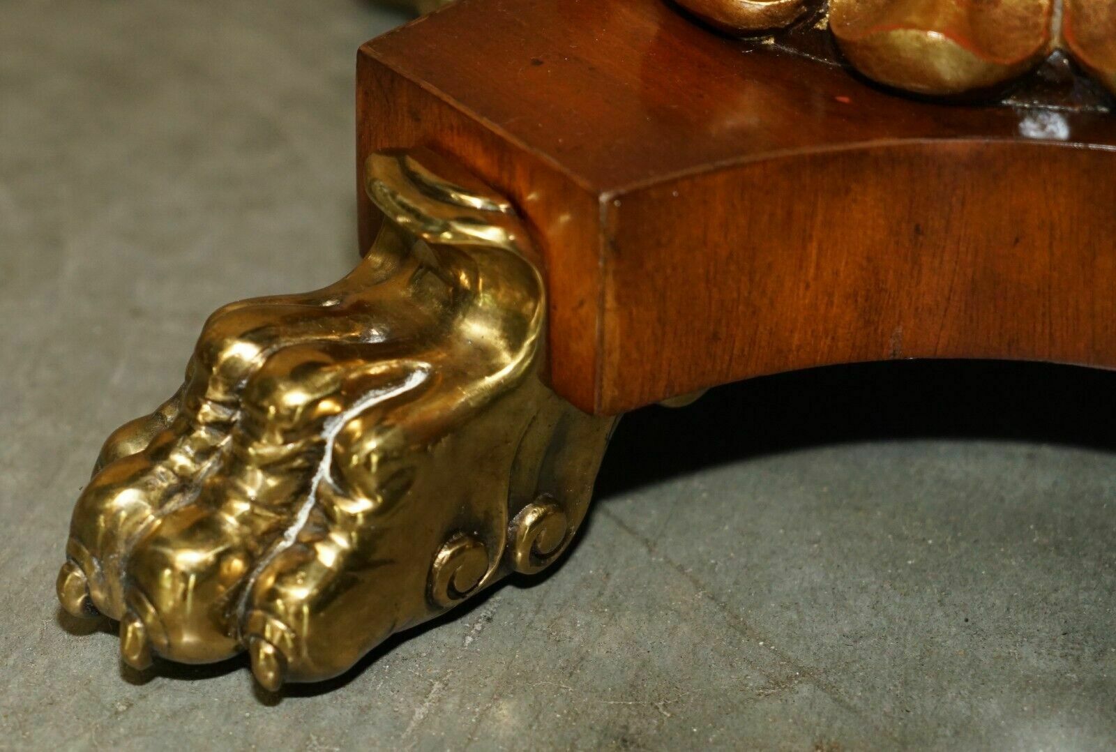 photo for sale Sublime Pair Of Vintage Marble Topped Side End Tables Solid Brass Lions Paw Feet