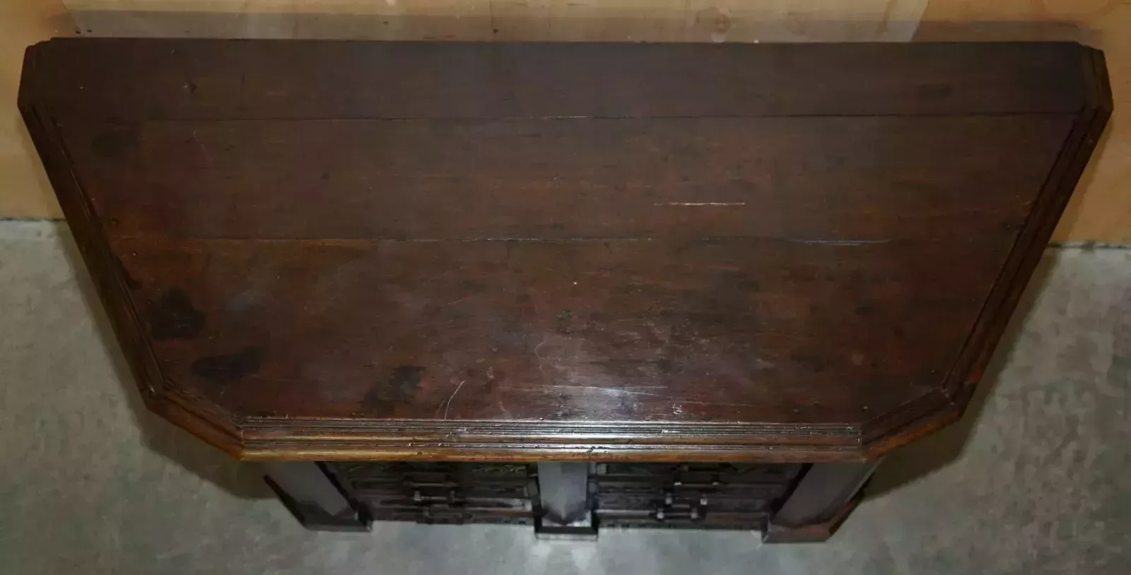 Furniture Antique 1685 Dated Hand Carved Chest Of Drawers Sideboard With Side Cupboards photo