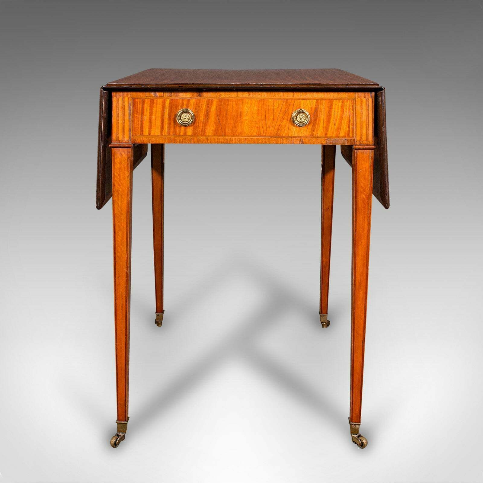 Small Antique Pembroke Table, English Satinwood, Occasional, Williamson, Regency photo 3850.0