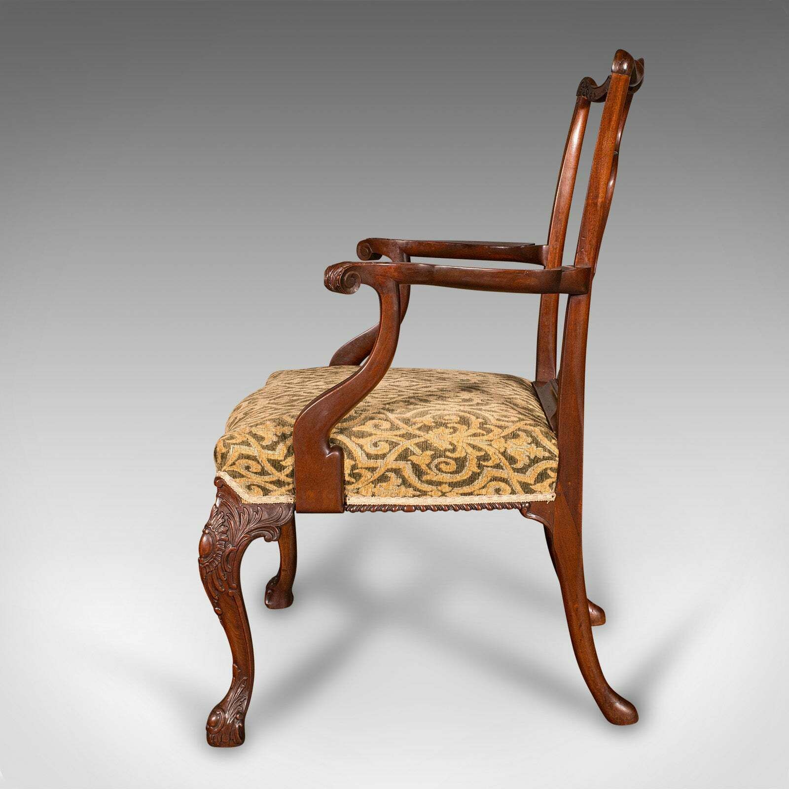 Antique Drawing Room Armchair, English, Elbow Chair, Chippendale Revival, C.1900 photo Furniture