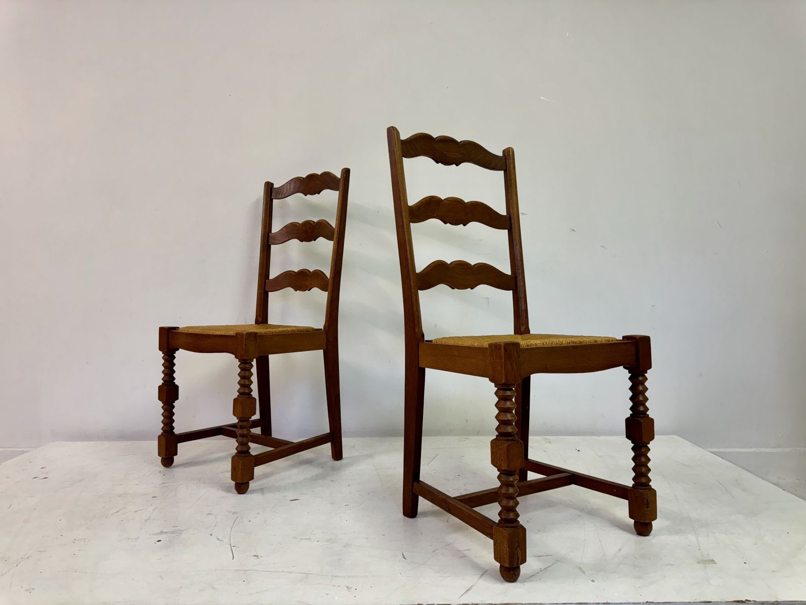 Furniture Pair Of 1950s French Side Chairs In The Style Of Charles Dudouyt photo