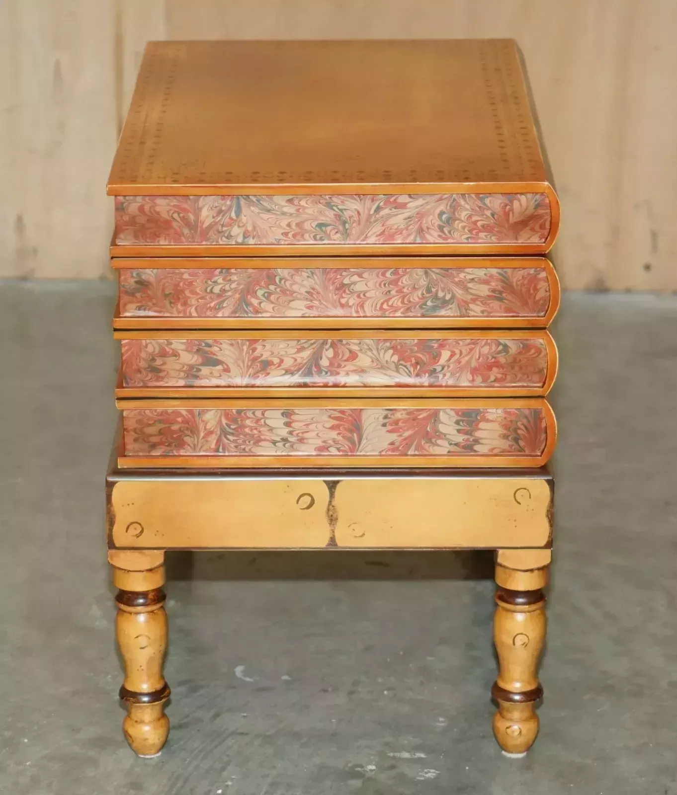 photo furniture Pair Of Faux Book Topped Side End Lamp Wine Tables With Hidden Internal Storage