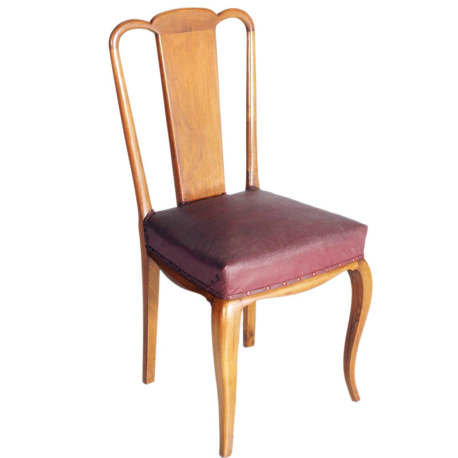 Pair Art Deco Side Chairs, In Blond Walnut Wood By Osvaldo Borsani All Original photo furniture