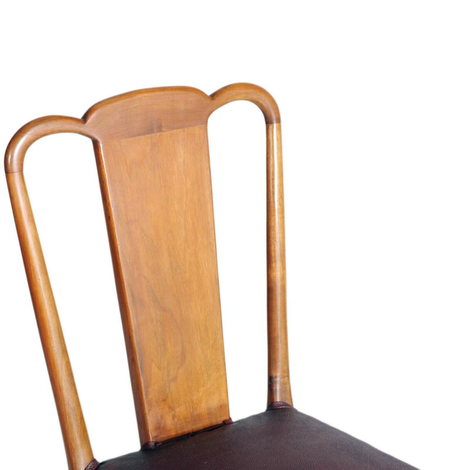 Pair Art Deco Side Chairs, In Blond Walnut Wood By Osvaldo Borsani All Original photo for sale