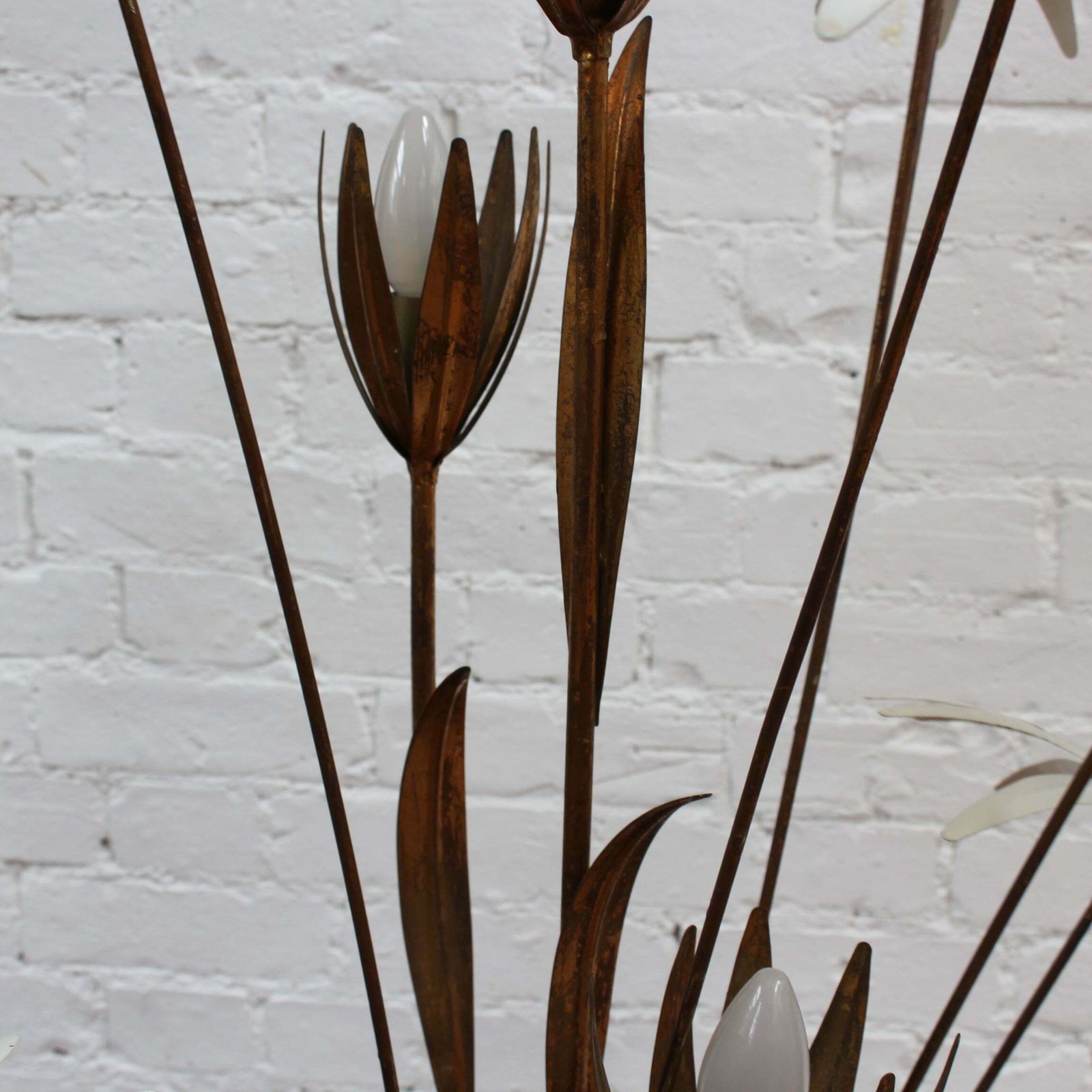 photo for sale Italian Decorative Floor Lamp With Flower Motif (Circa 1970s)   Large