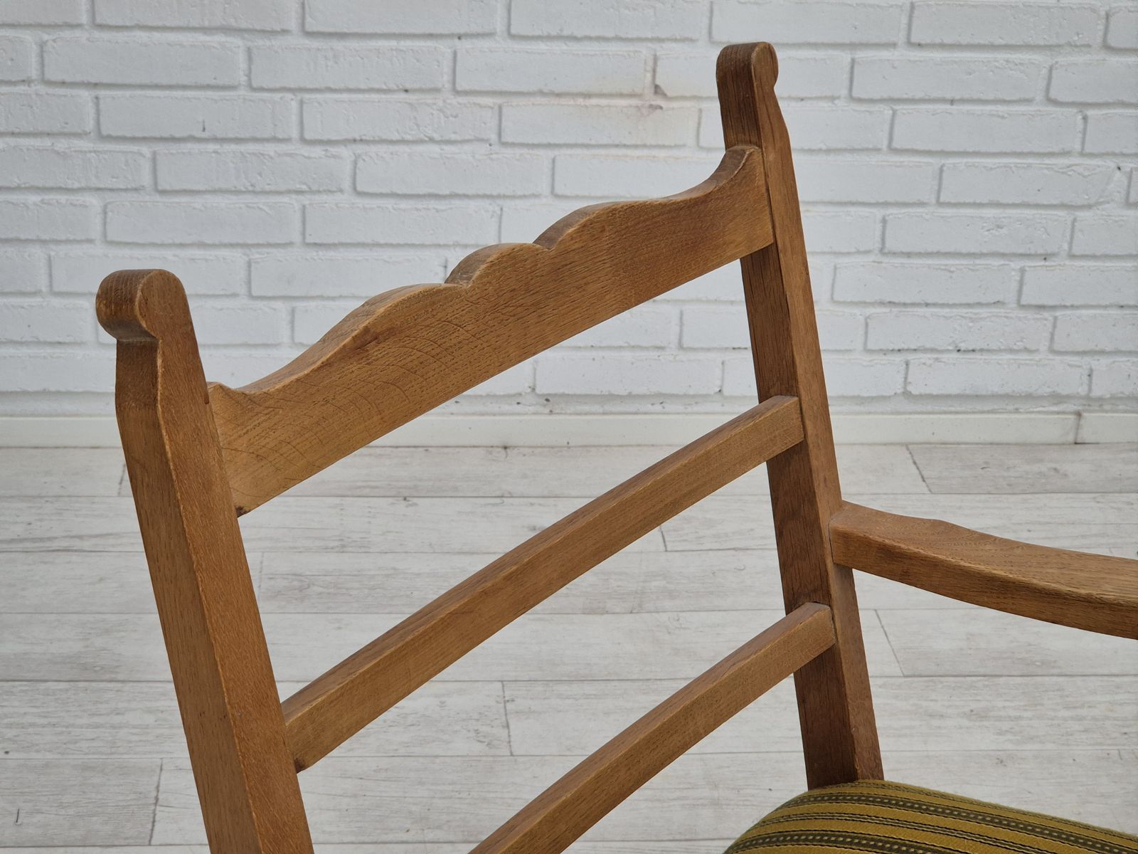 photo for sale 1960s, Danish Lounge Chair, Original Very Good Condition, Furniture Wool, Solid Oak Wood.