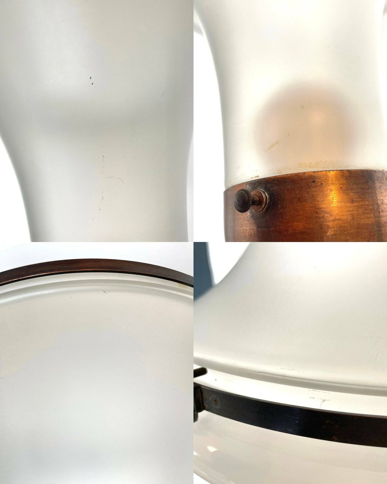 photo furniture Antique Exclusive Large Luzette Ceiling Light In Opaline And Frosted Glass Designed By Peter Behrens In 1906 For Siemens Schukert, Germany