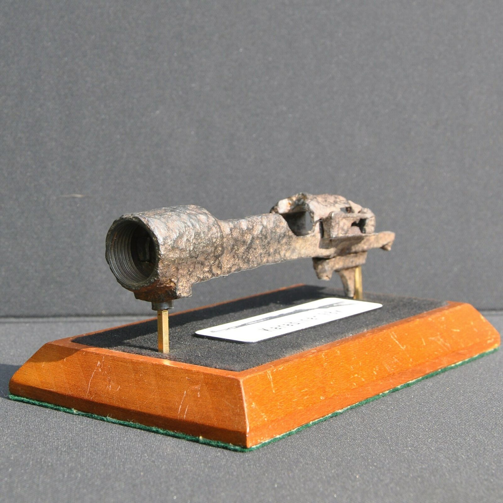 Ww2 Battlefield Relic Mounted On Wooden Plinth photo for sale