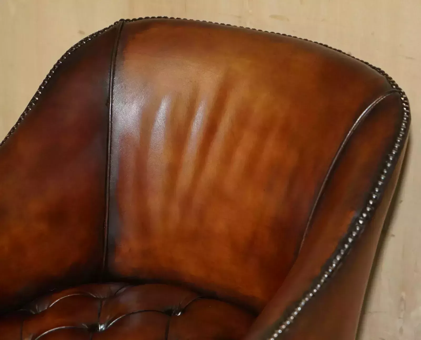 Survivor Of 1940 German Air Raid Restored Victorian Chesterfield Captains Chair photo vinterior