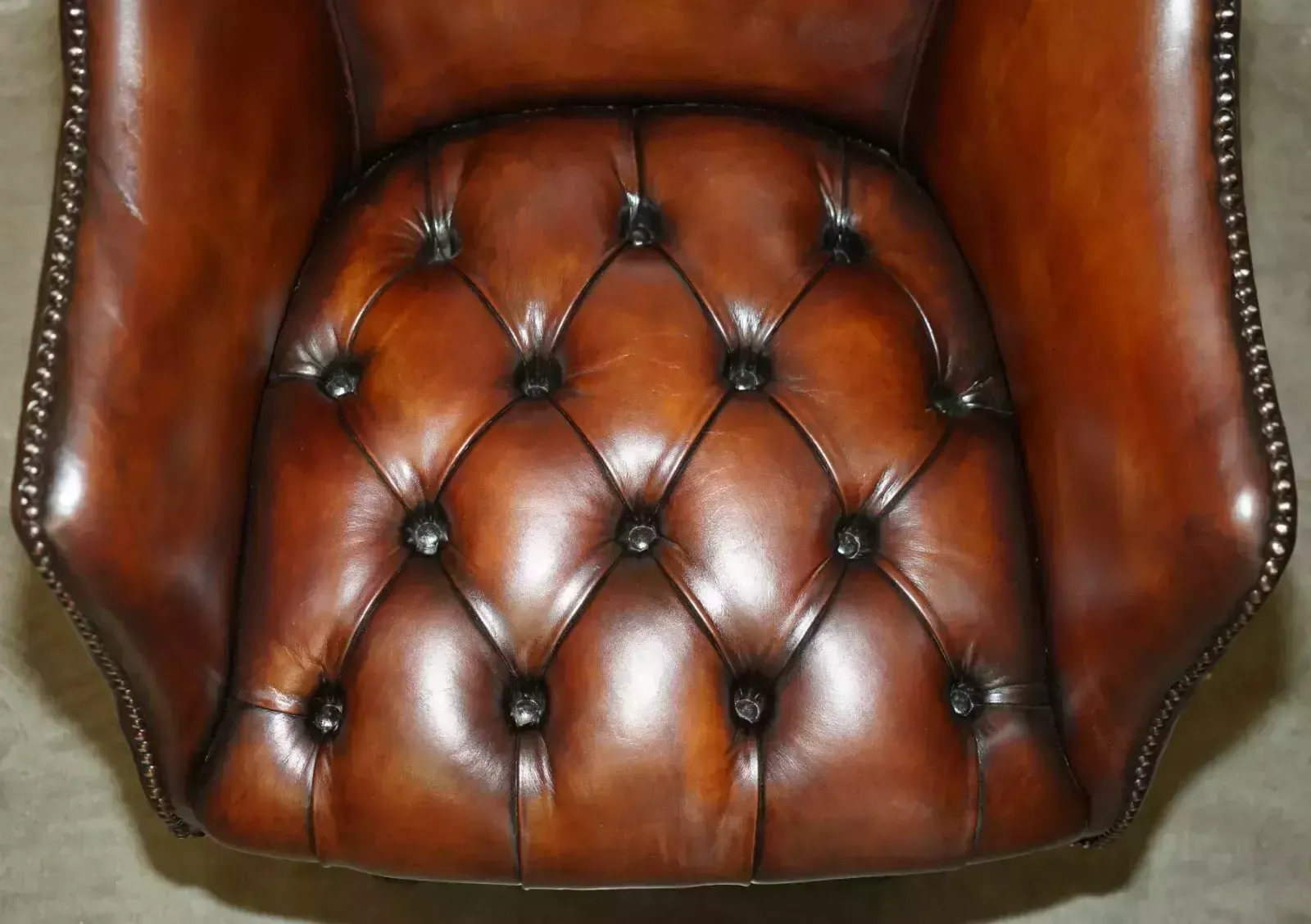 Survivor Of 1940 German Air Raid Restored Victorian Chesterfield Captains Chair photo vintage