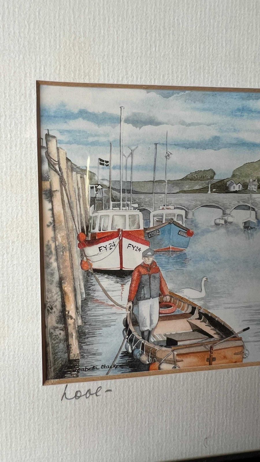 A Set Of Two Vintage Elisabeth Clarke Legacy Edition Pictures Of Cornwall Harbours photo Art