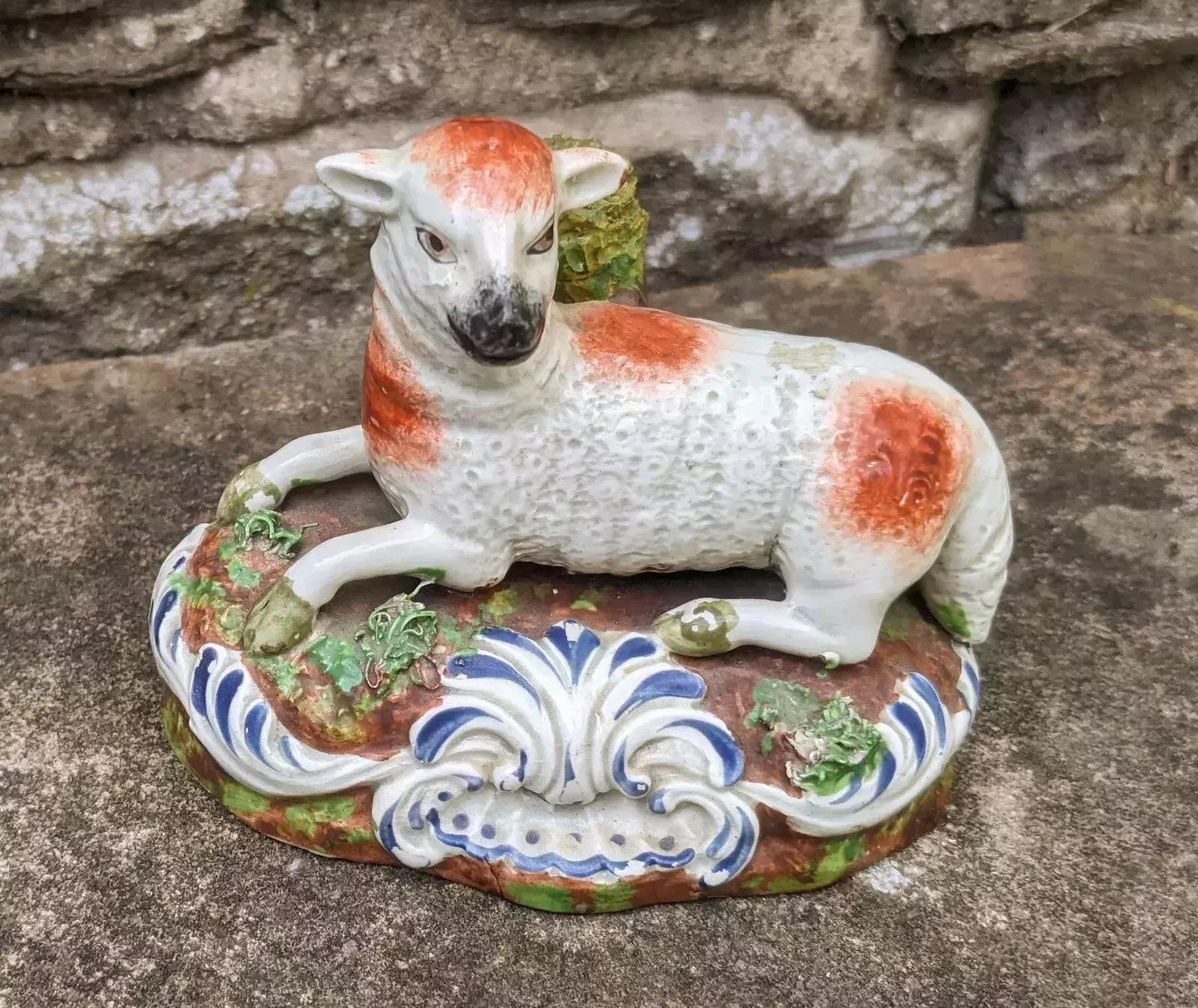 Antique Staffordshire Pottery Pearlware Sheep Figure photo furniture