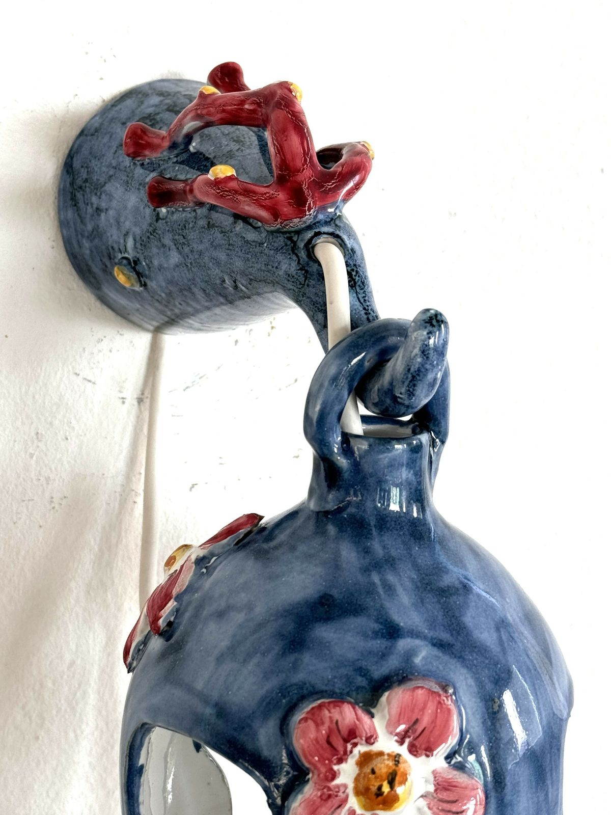 photo buy 1950's Flower And Coral Maiolica Illuminated Lantern By Vietri Italy