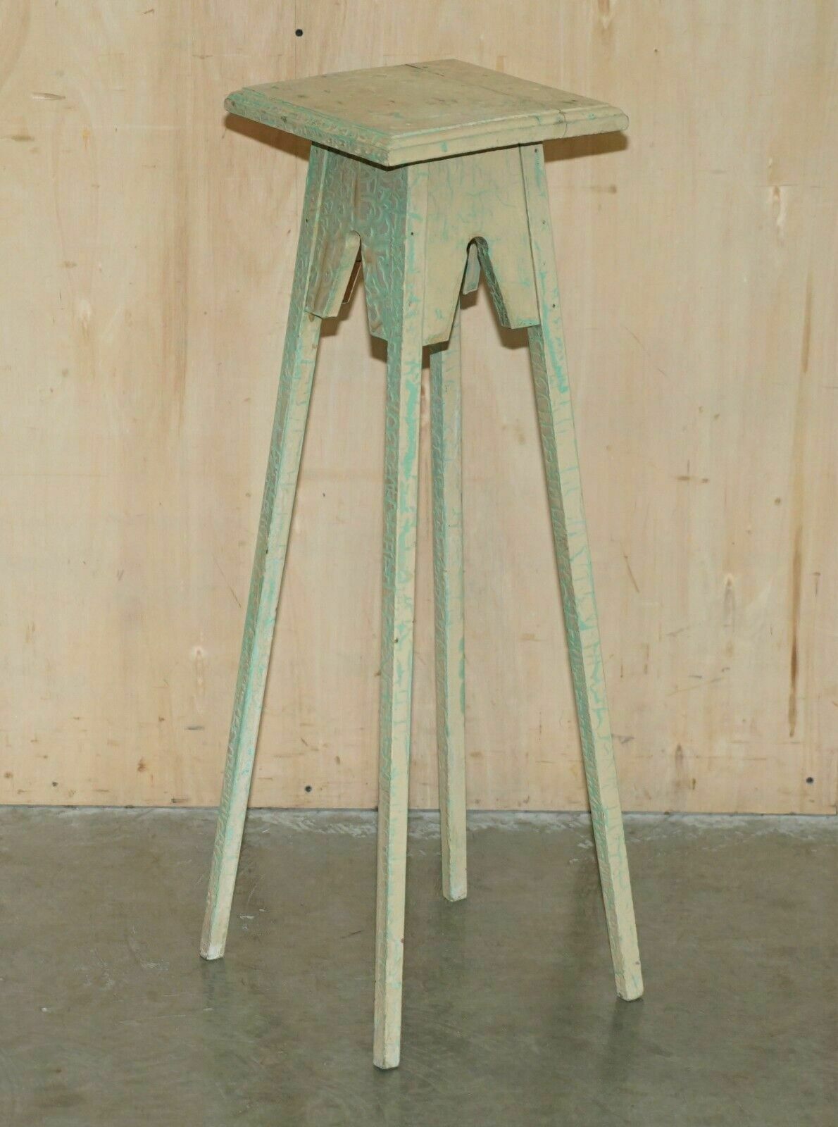 French Antique Painted 1920's Hand Jardiniere Table Or Plant Stand Pedestal photo furniture