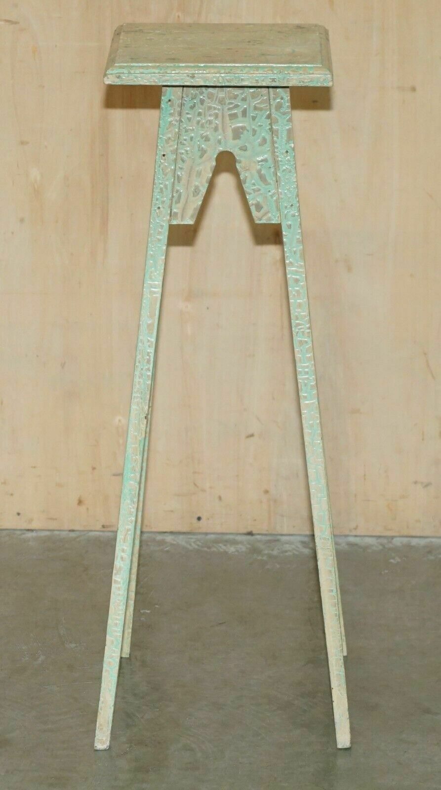 French Antique Painted 1920's Hand Jardiniere Table Or Plant Stand Pedestal photo for sale