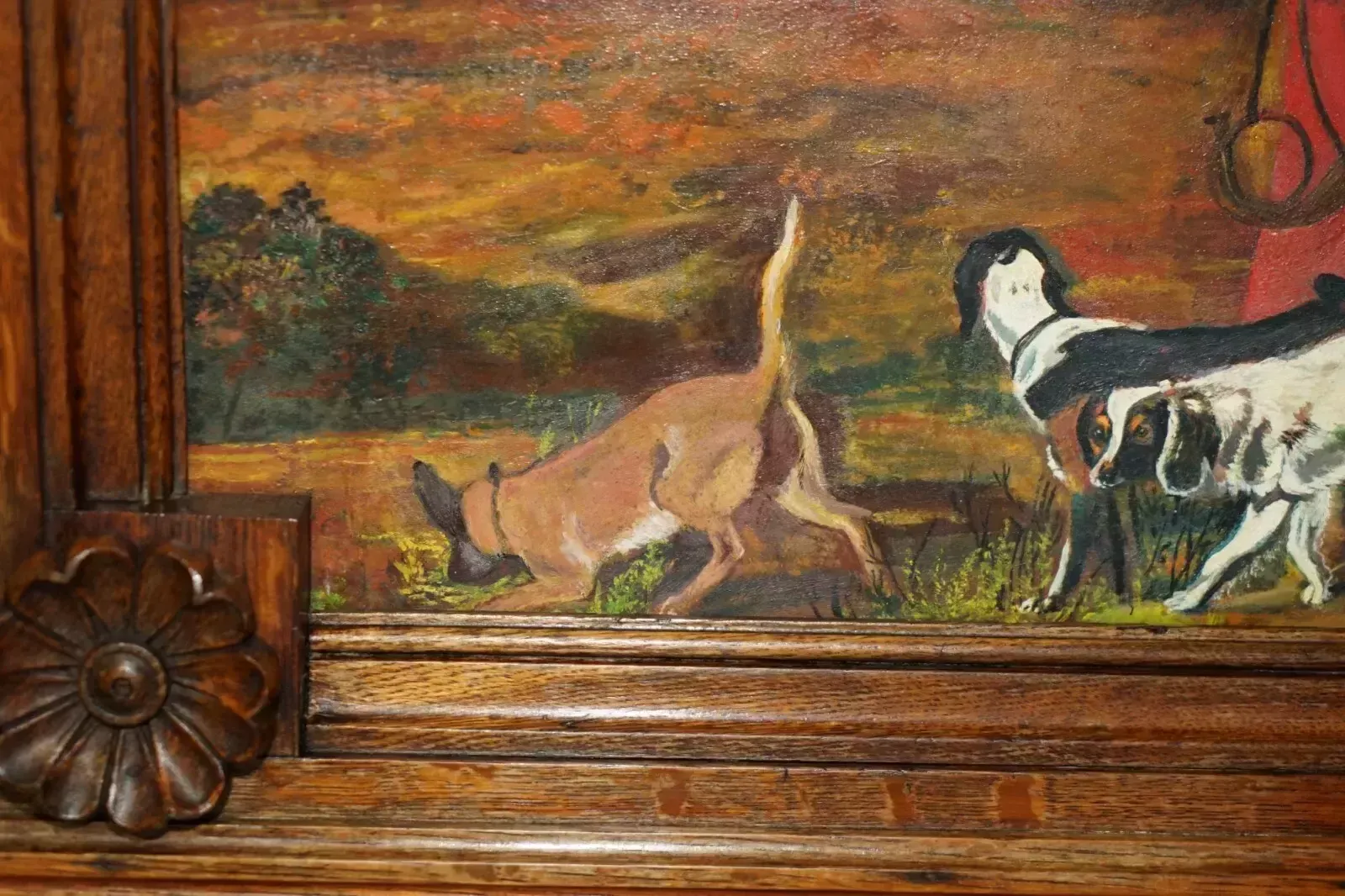 photo furniture Pair Of Large Antique Original Swedish Oil On Board Paintings Chunky Oak Frames