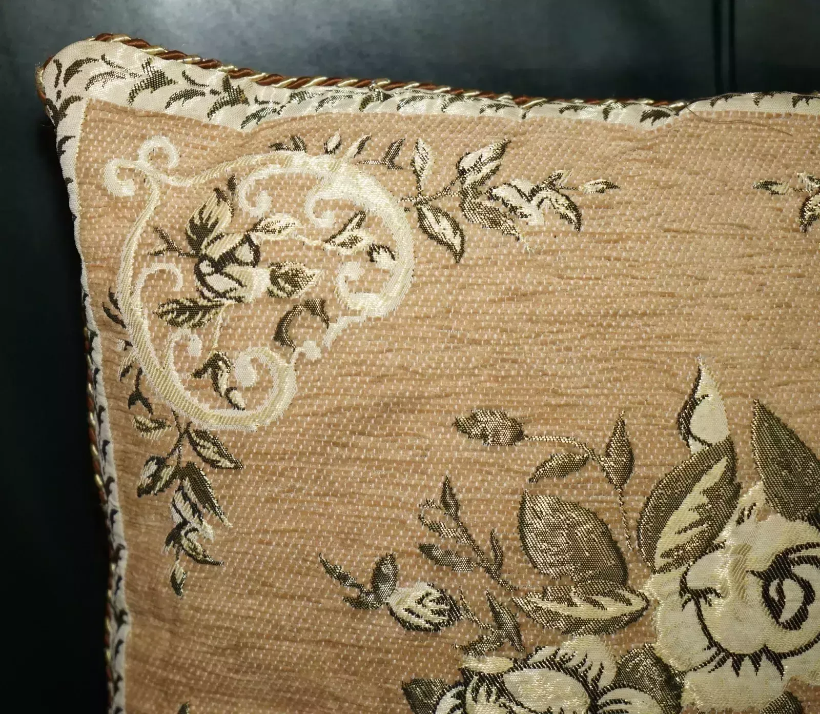Pair Of Decorative Folded Floral Sofa Armchair Cushions Embroidered Upholstery photo Textiles