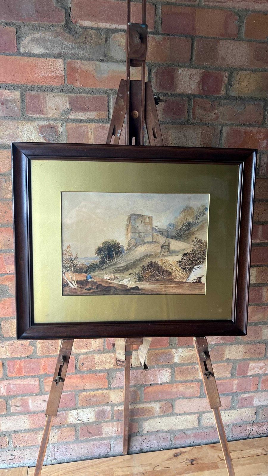 Antique 1864 Original Watercolour Painting By Miss Ellen Parker Depicting A Landscape Near Hull photo furniture