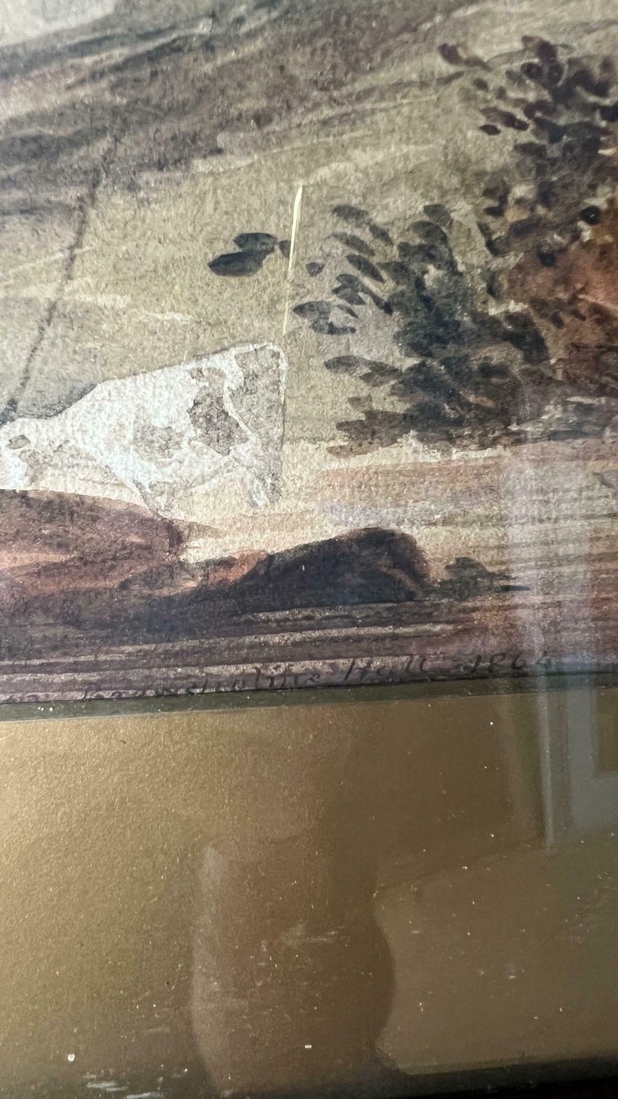photo furniture Antique 1864 Original Watercolour Painting By Miss Ellen Parker Depicting A Landscape Near Hull