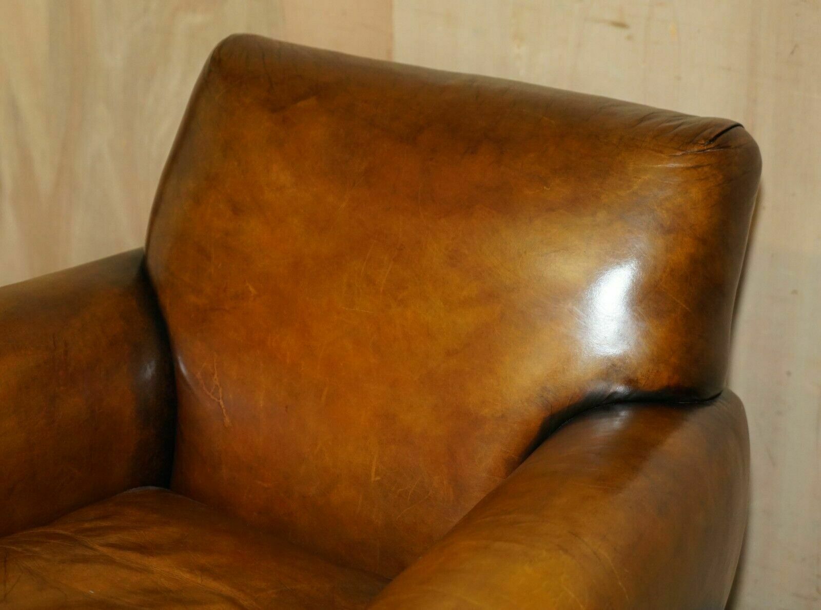 Antique Pair Of Art Deco 1920 Fully Restored Cigar Brown Leather Club Armchairs photo Furniture