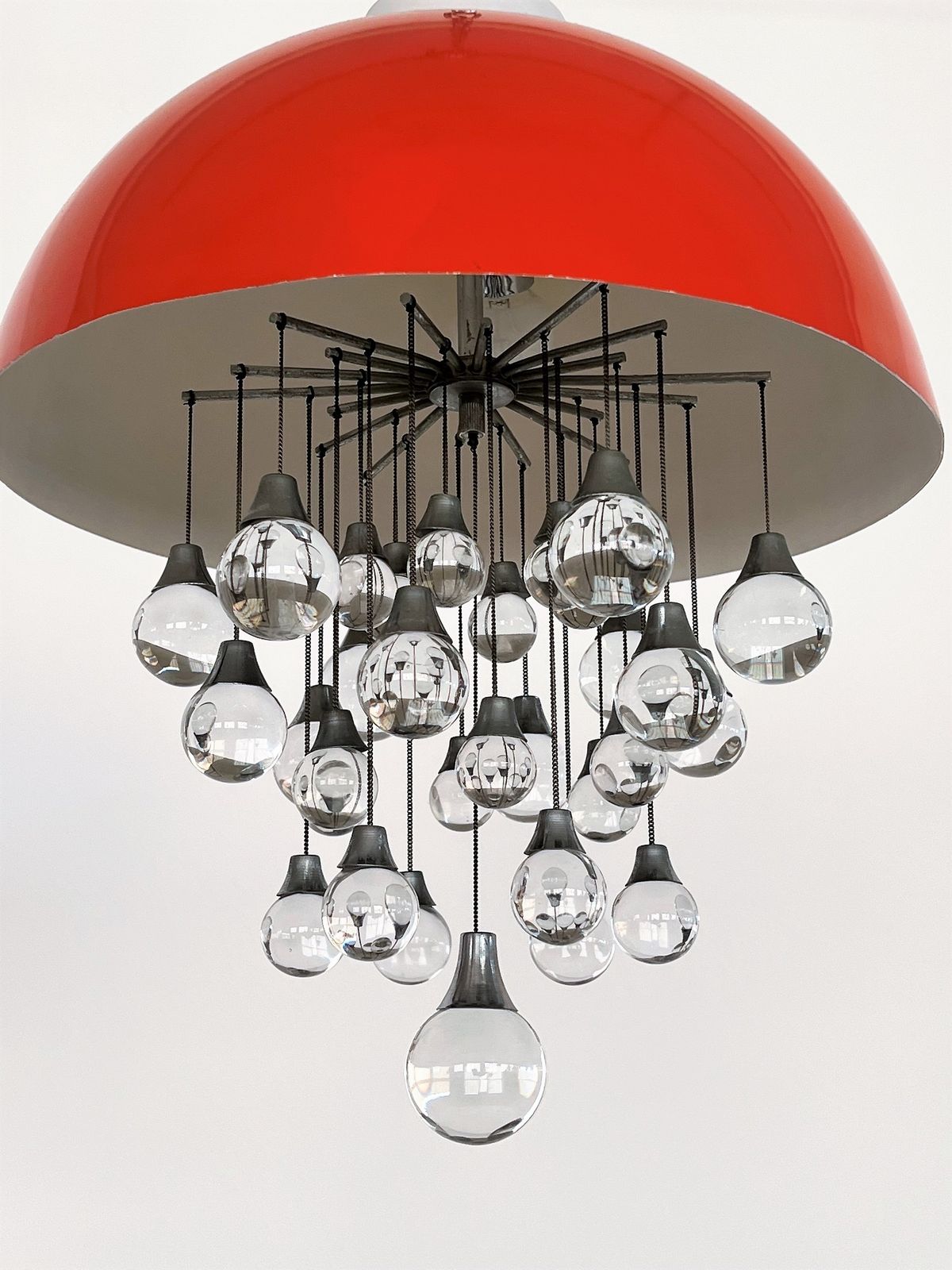 Italian Space Age Pendant Lamp In Metal With Glass Spheres, 1980s photo buy