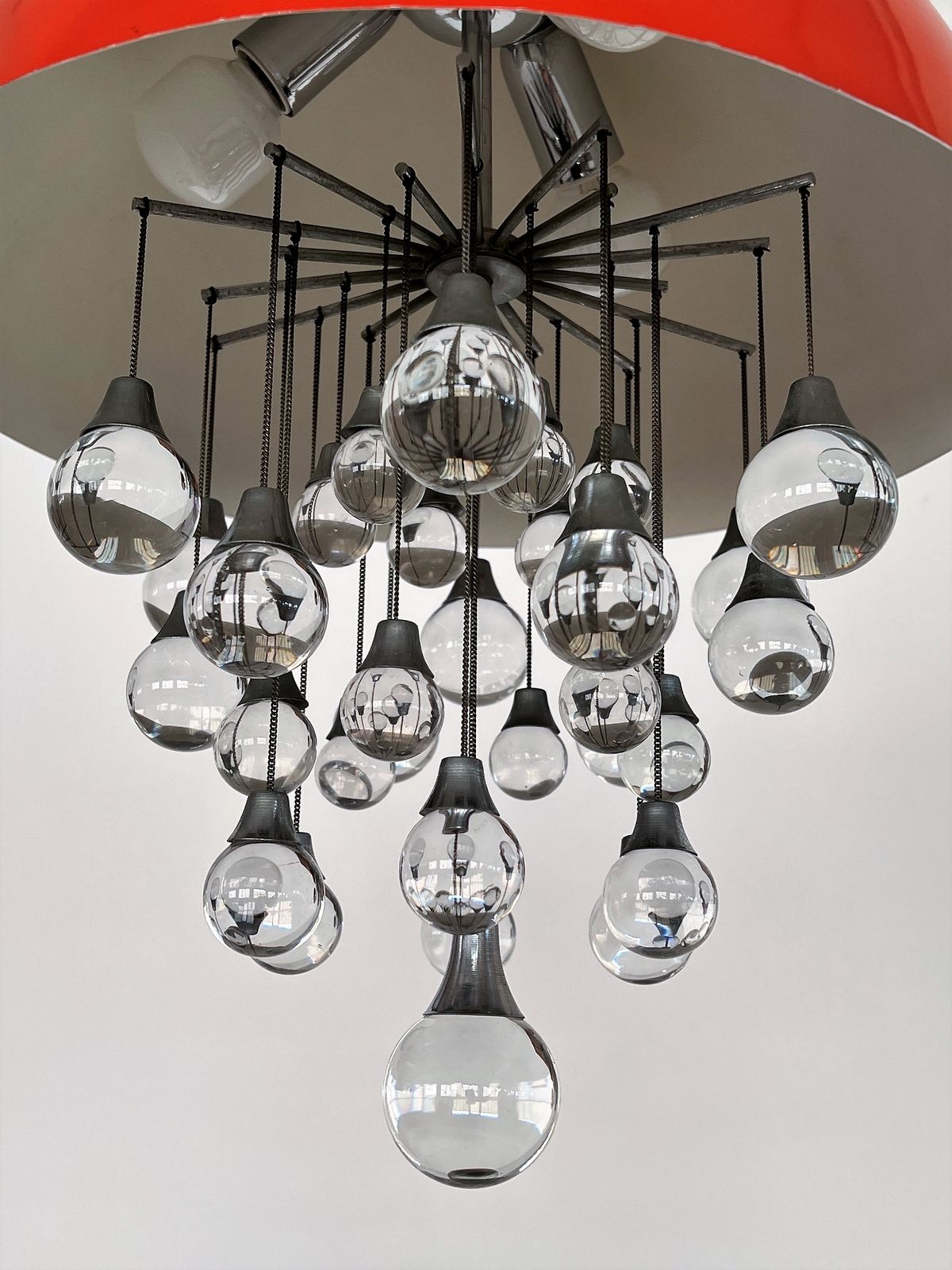 photo vinterior Italian Space Age Pendant Lamp In Metal With Glass Spheres, 1980s