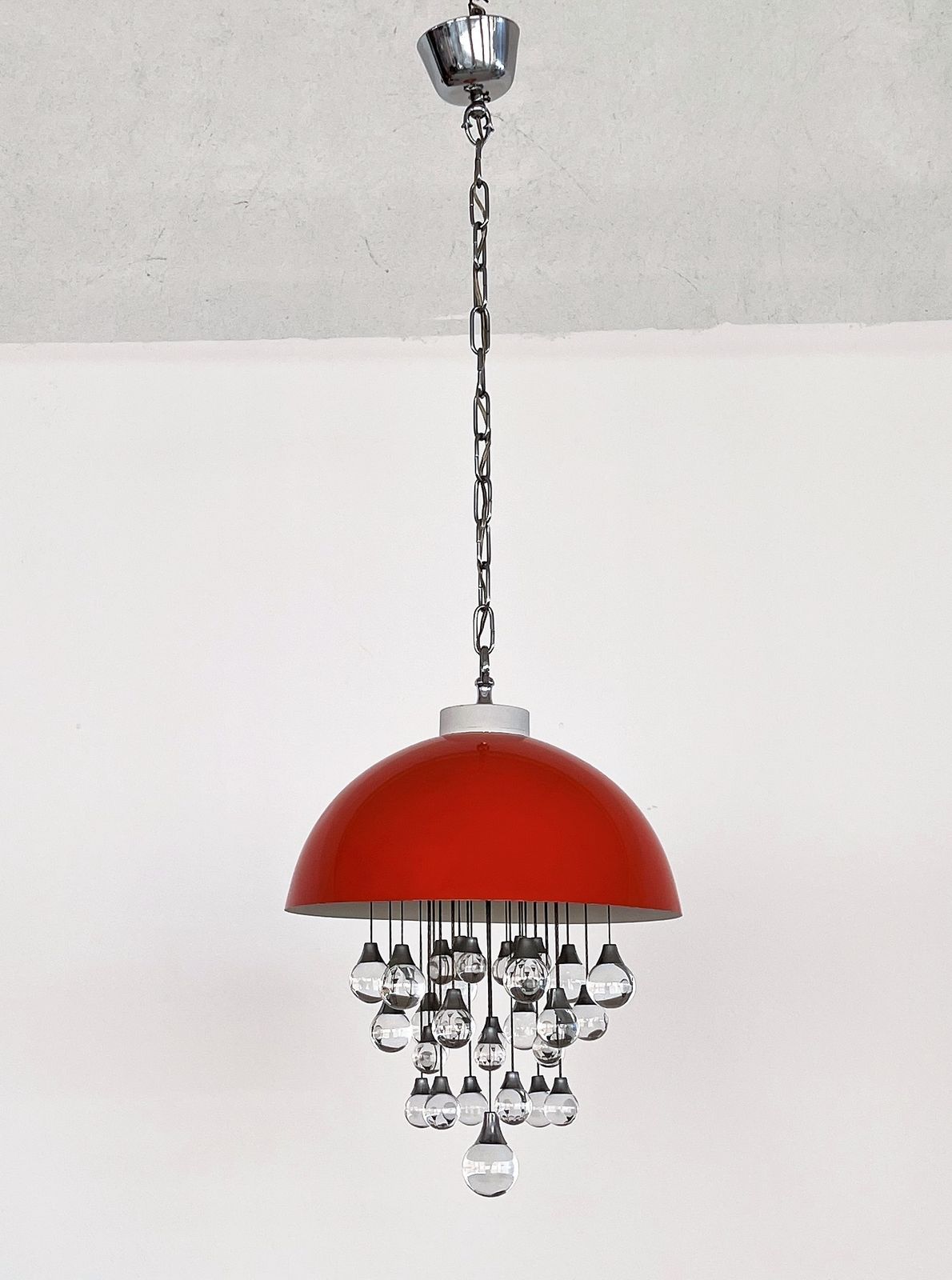 photo buy Italian Space Age Pendant Lamp In Metal With Glass Spheres, 1980s