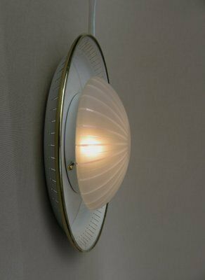 Mid Century Ceiling Or Wall Light In Satin Glass, Metal & Brass From Hillebrand, 1950s photo 1995.8