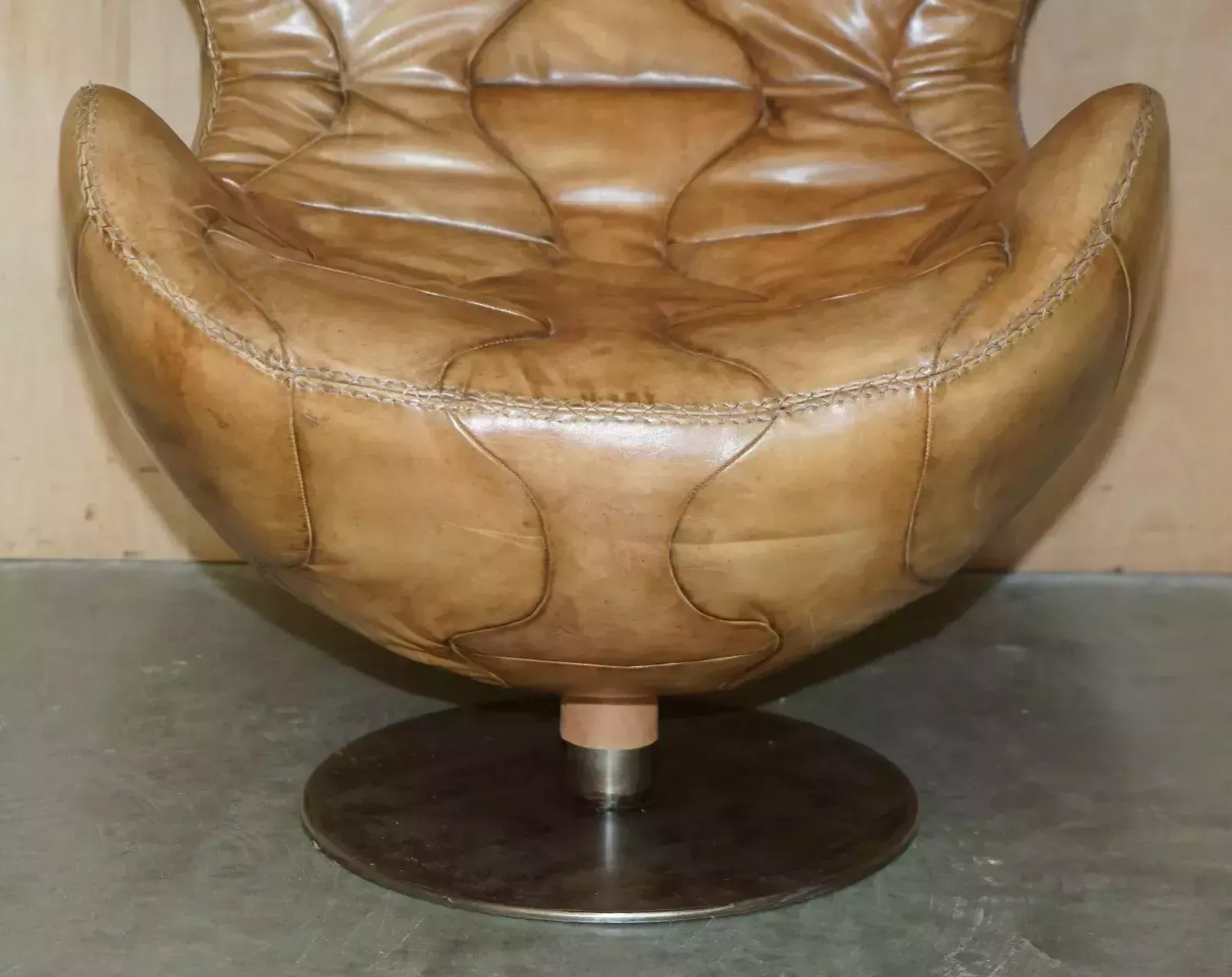 Pele Tribeca Brown Leather Armchair & Footstool By Marcon & Giulio Mantellassi photo vintage