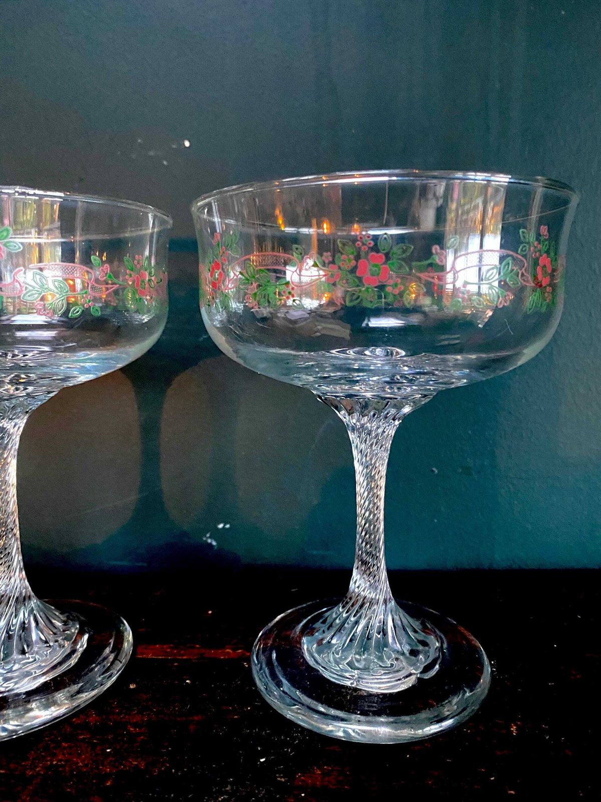 Set Of 2 Vintage, Champagne Coupe Glasses, Housewarming Gift, New Home Gift. Wedding Gift. photo for sale