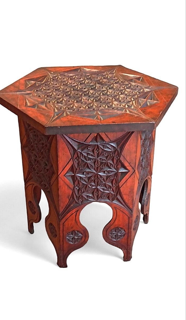 Furniture A Moorish Mahogany Side Table By Liberty Of London photo
