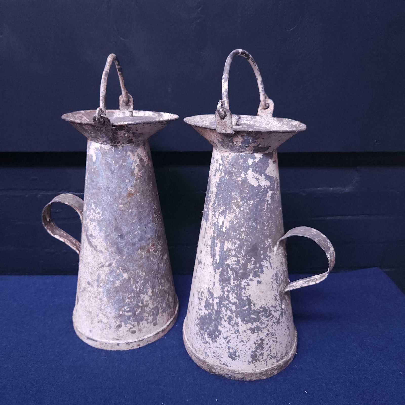 photo furniture Pair Cornish Zinc & Aluminium Milk Churns Circa Mid To Late 19thc