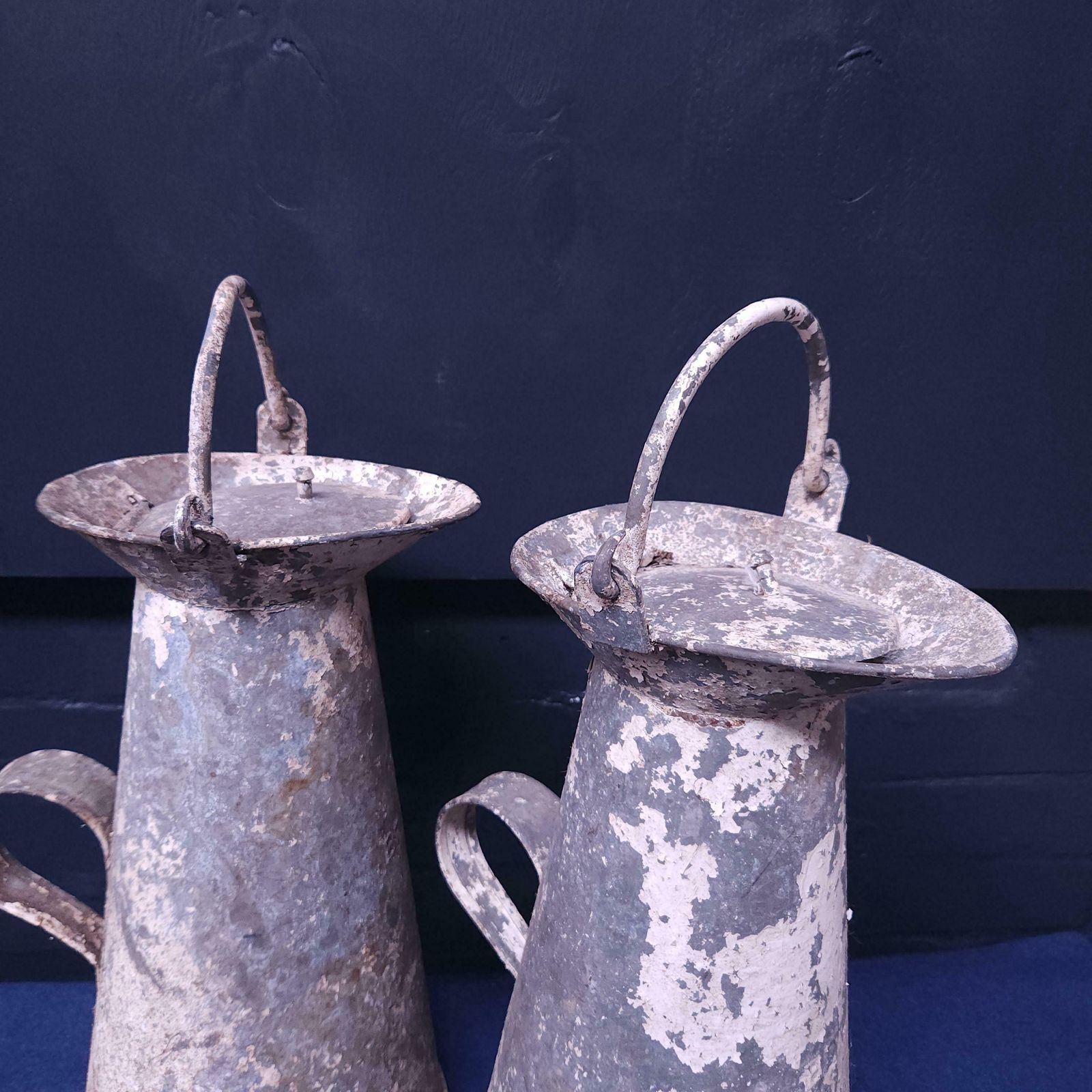 photo for sale Pair Cornish Zinc & Aluminium Milk Churns Circa Mid To Late 19thc