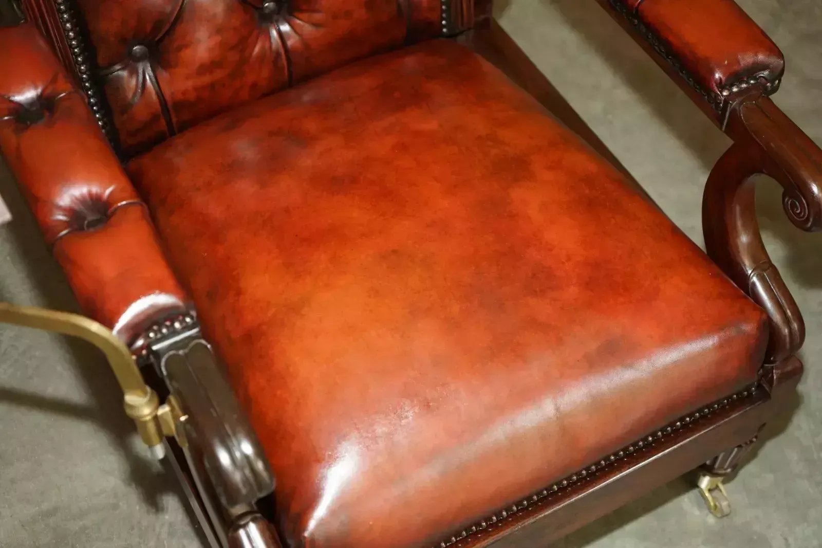 Antique William IV Chesterfield Oxblood Leather Reclining Armchair Writing Slope photo buy