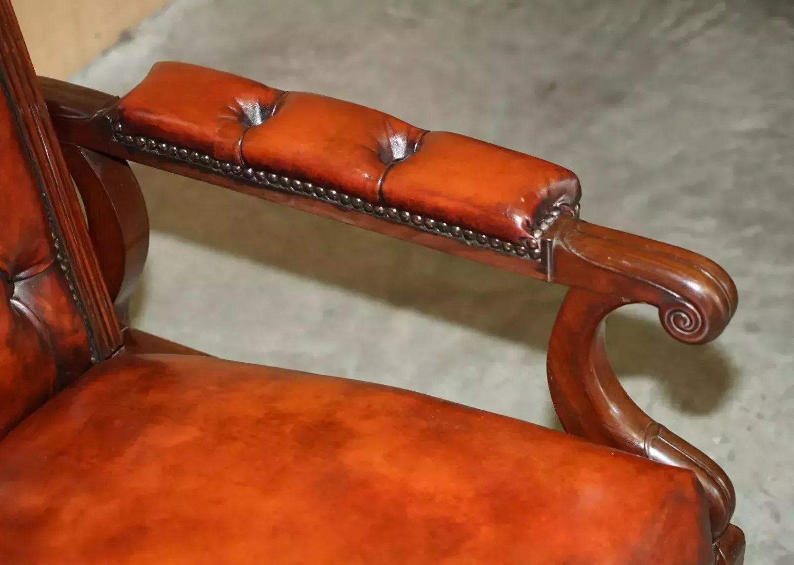 Antique William IV Chesterfield Oxblood Leather Reclining Armchair Writing Slope photo vintage