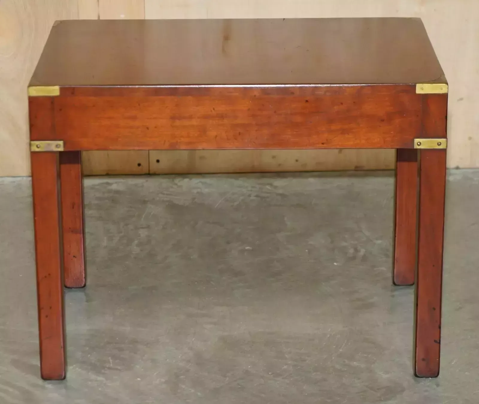 photo furniture Fine Pair Of Harrods London Kennedy Military Campaign Side End Lamp Wine Tables