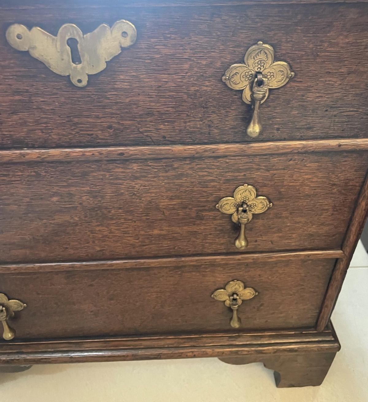 Antique Queen Anne Quality Oak Box Chest photo vintage