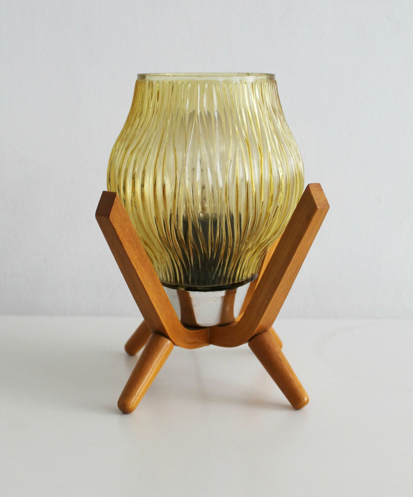 Pair Of 1970's Vintage Bedside Table Lamps By Drevo Humpolec photo vintage