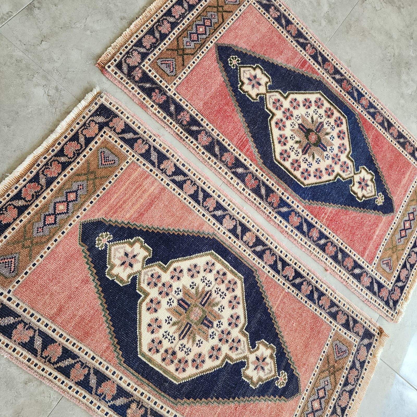 1970s Oushak Wool Small Hand Knotted Turkish Rug   A Pair photo 325.0