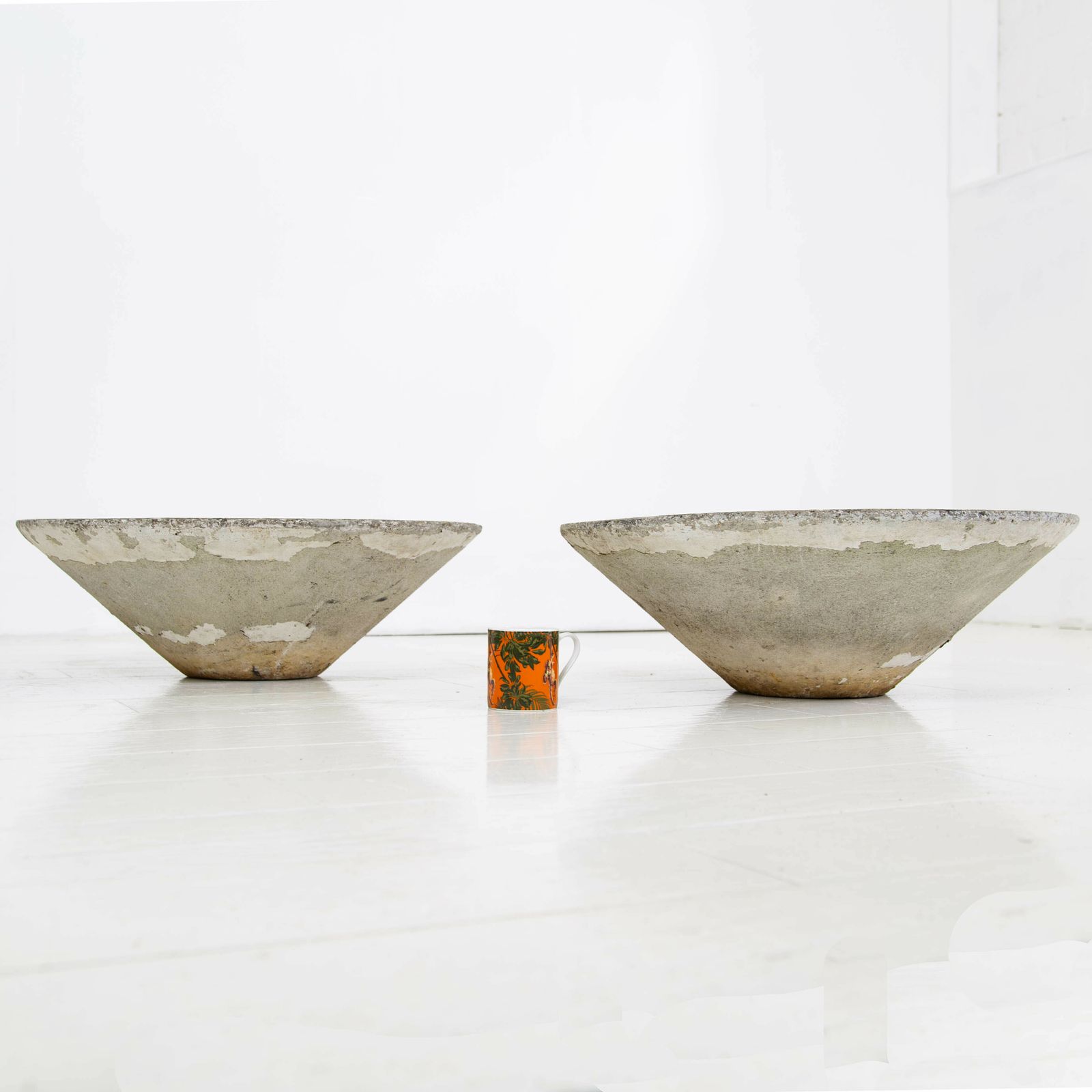 Pair Mid Century Conical Dish Shaped Garden Planters C1970s photo furniture