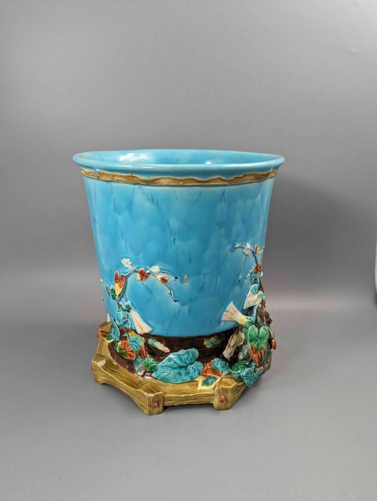 Rare Majolica Jardiniere Planter By Royal Worcester, C. 1876 photo vintage