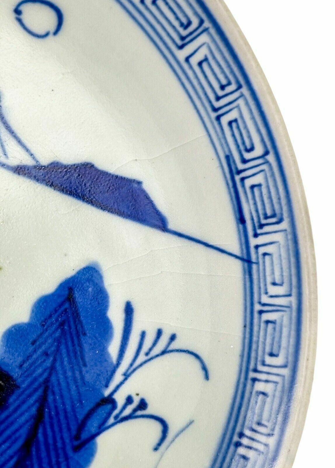 Antique Japanese Meiji Era Arita Blue And White Plate With Mountains And Trees photo vintage