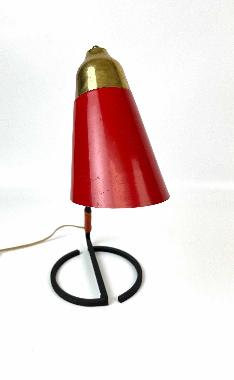 Beautiful Mid Century Italian Red Diabolo Desk Lamp Stilnovo Age 1960 photo for sale