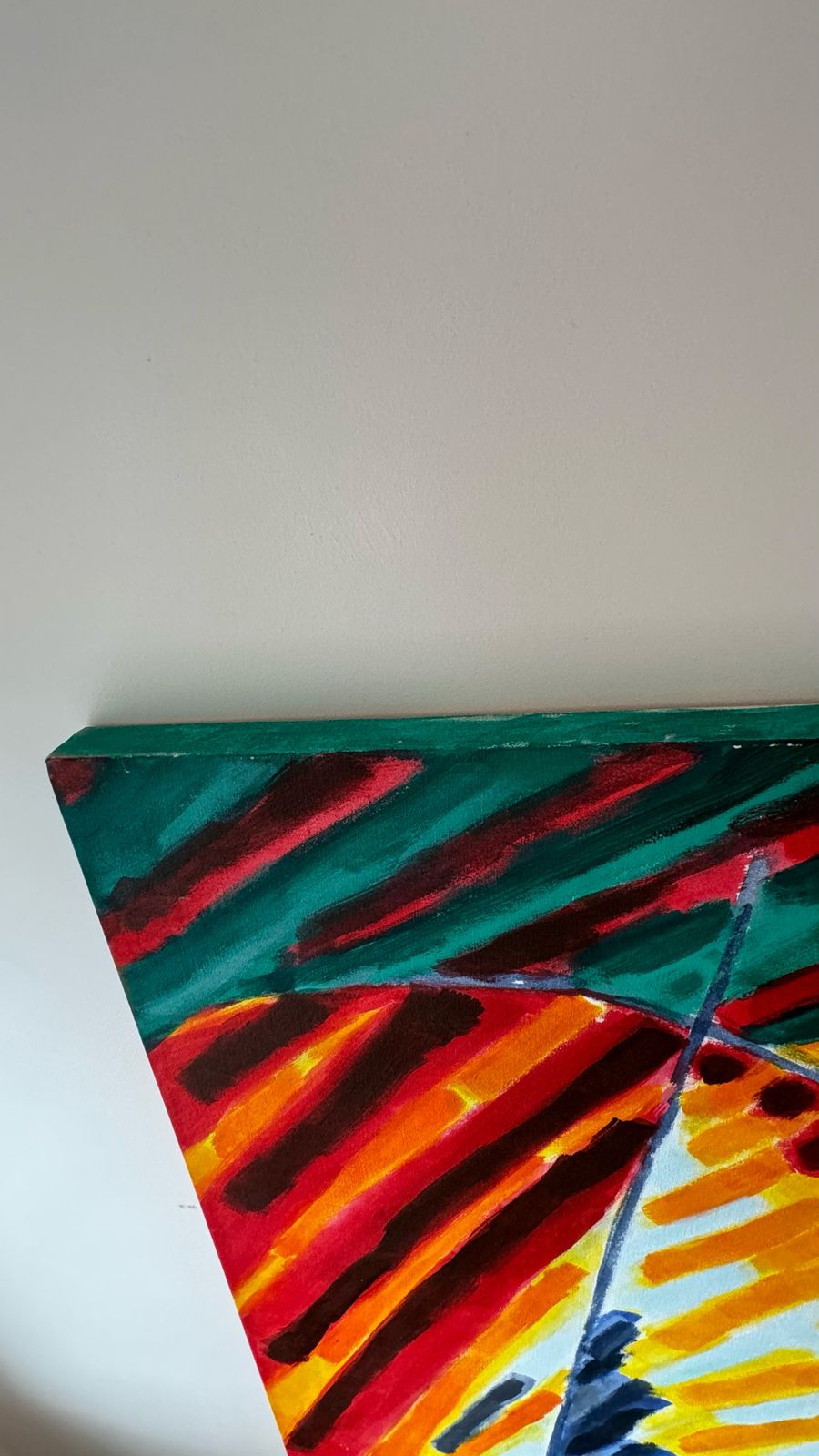photo vinterior Rare Large Striking Abstract Painting "Night Trouble" By Sylvia Guirey 1983