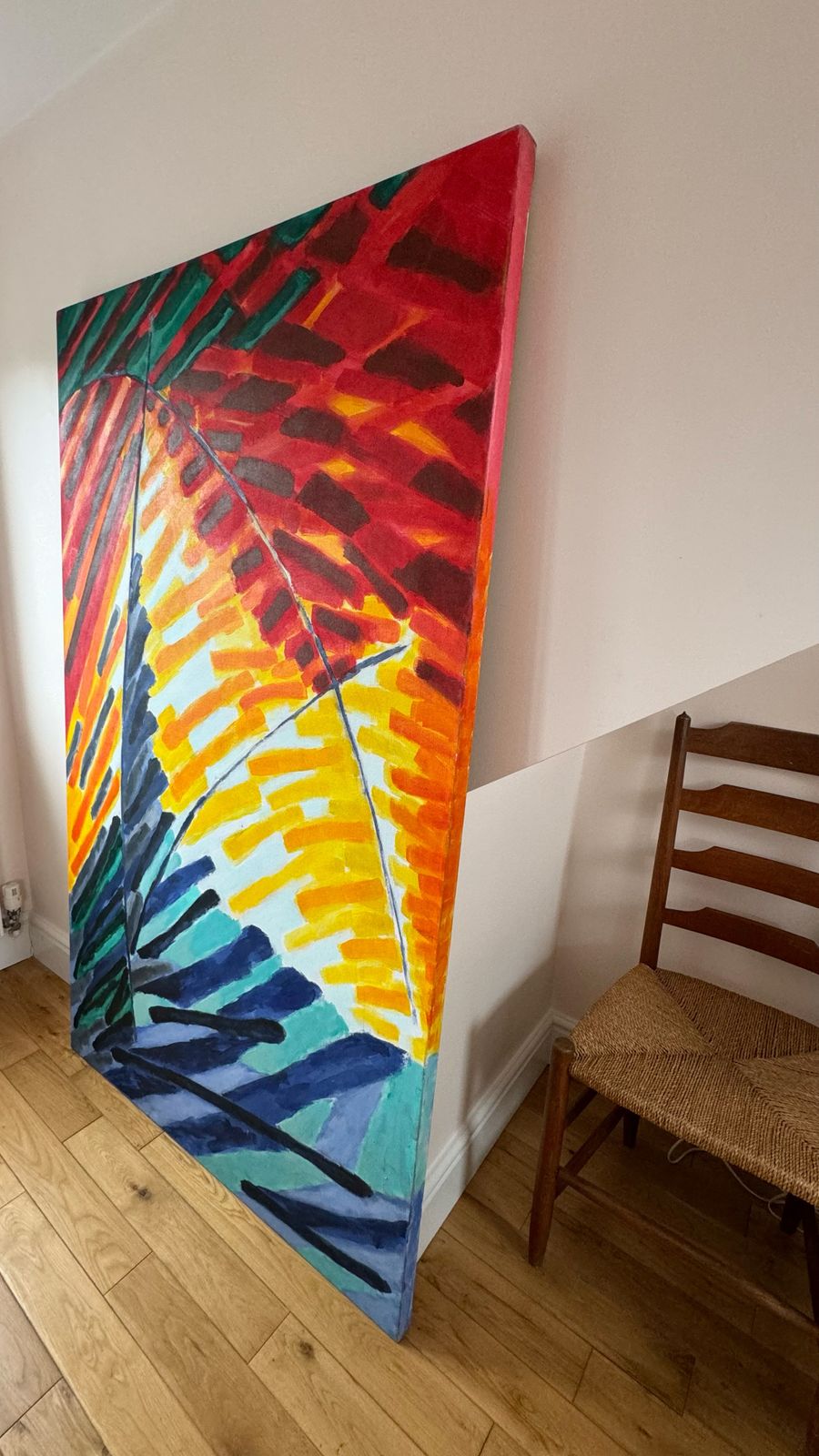 photo buy Rare Large Striking Abstract Painting "Night Trouble" By Sylvia Guirey 1983